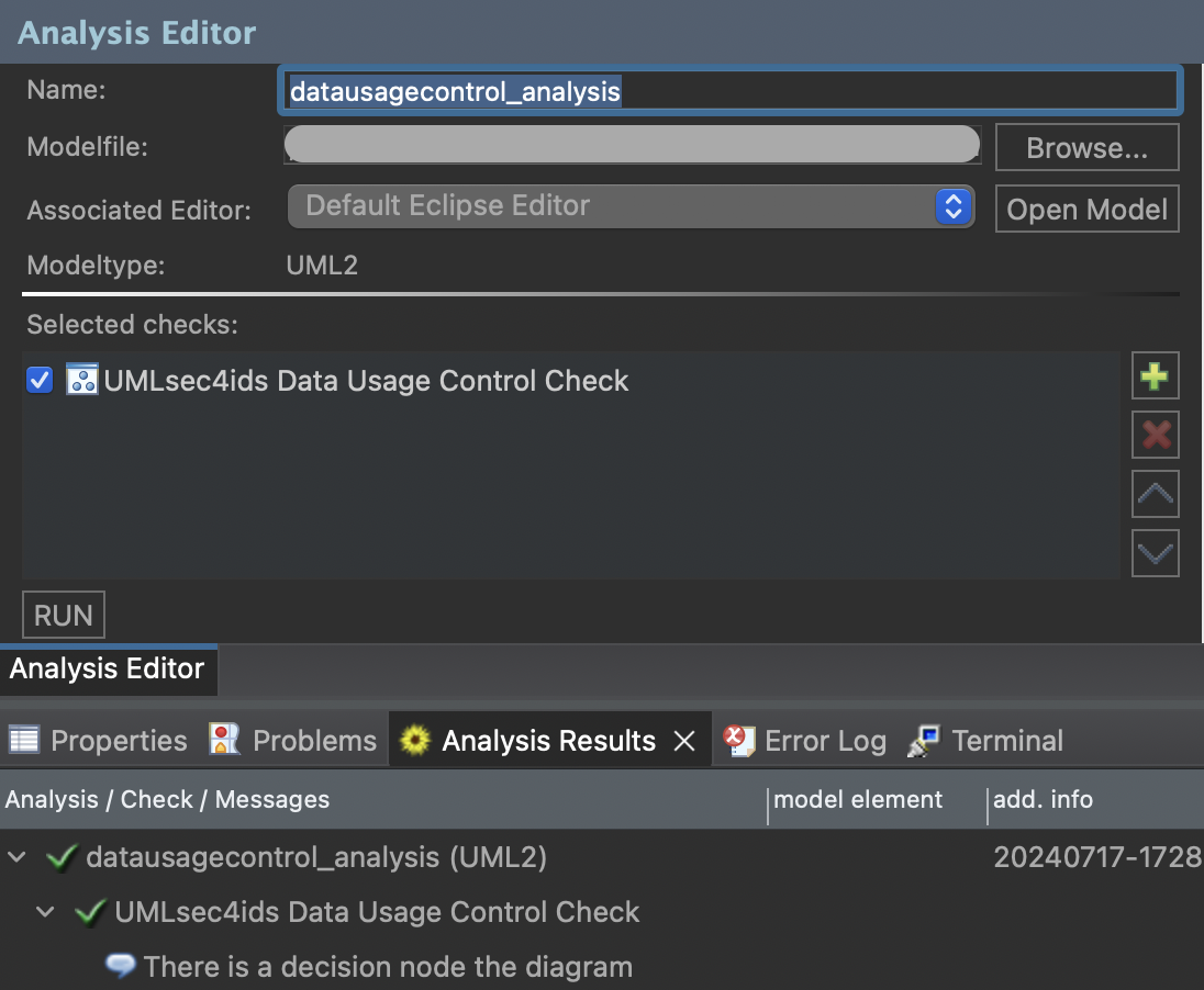 Figure 3: Analysis Editor User Interface